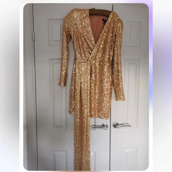 Nadine Merabi LEAH GOLD DRESS